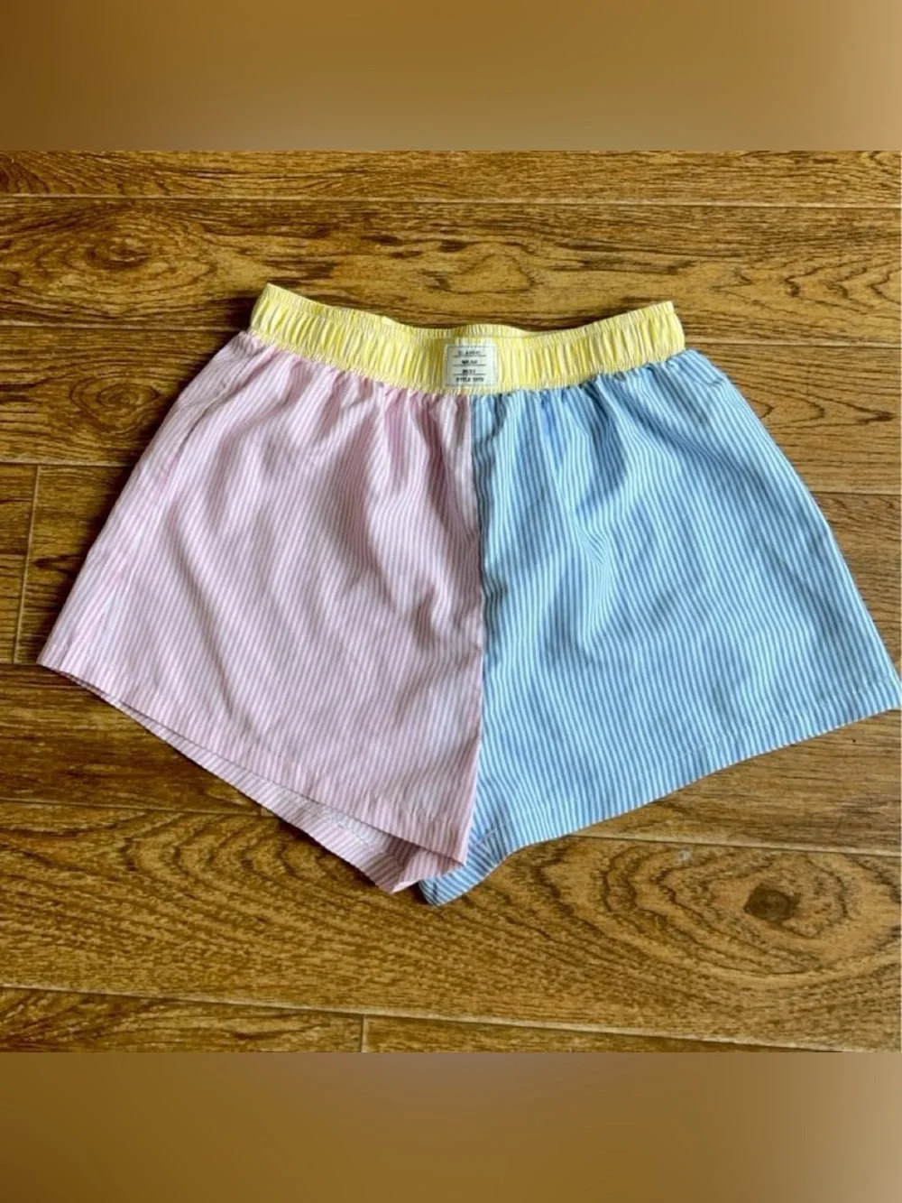 Classic Pastel Split-Panel Athletic Shorts - Pink, Blue & Yellow